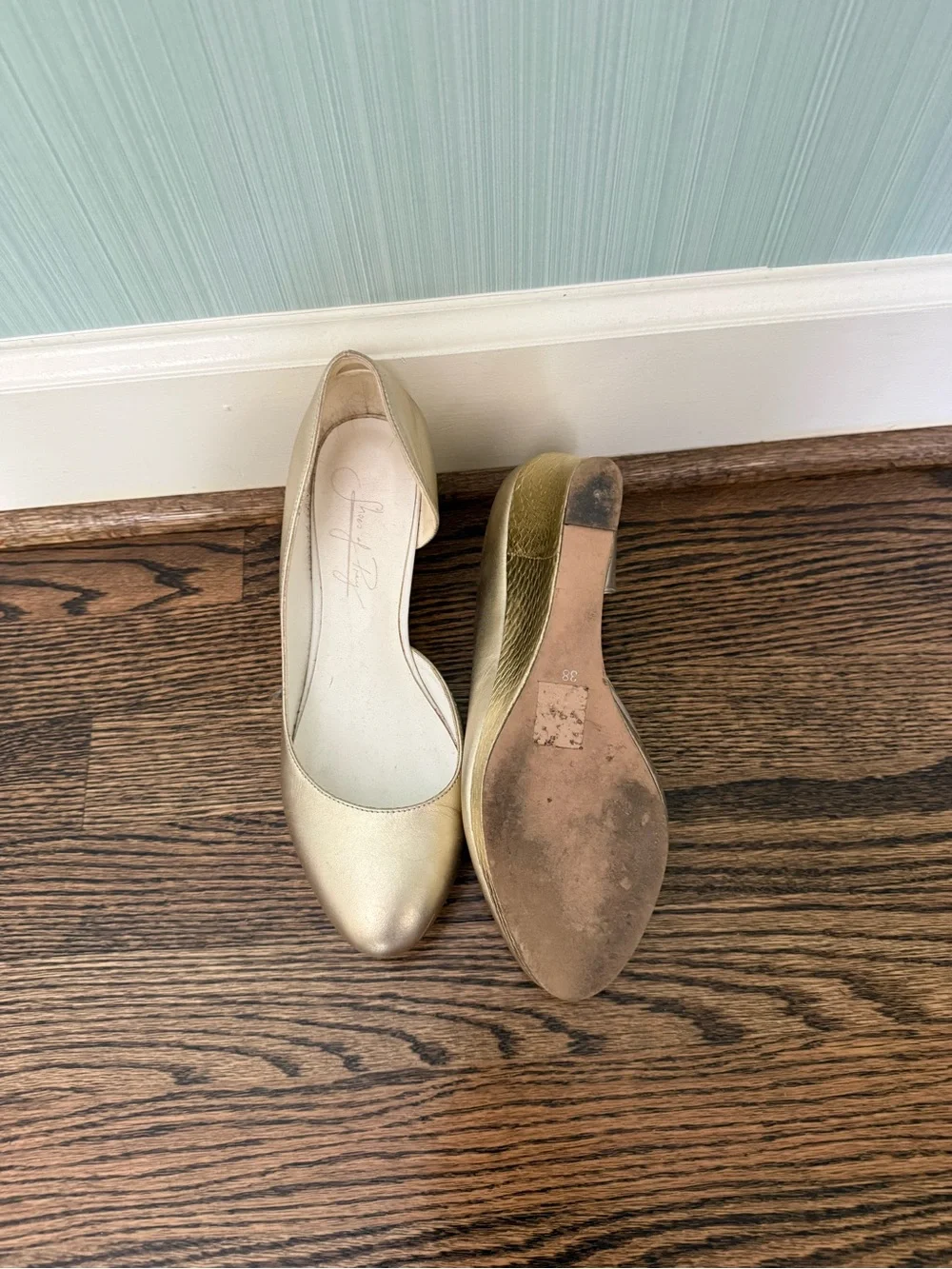 Shoes of Prey Metallic Gold Pointed Toe Flats